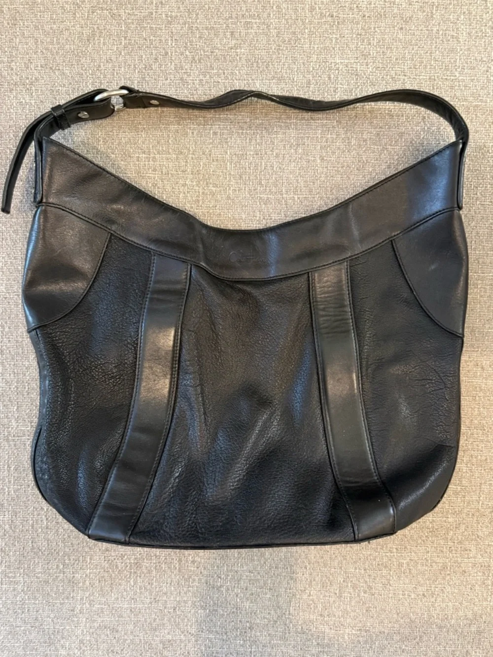 Cole Haan Hobo Bag Womens Large Black Leather Excellent Zip Pockets Shoulder Bag